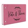 Wedding Guest Book, Personalized Leather Guest Book for Bride & Groom | Pink | Customized Signing, Registry Book for Visitors, Bridal Shower, Party - 60 Pages - D8 view 1
