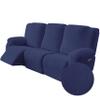 Genina Recliner Sofa Covers - Stretch Reclining Couch Covers with Stripe Jacquard - 3 Seat Cushion Slipcovers with Soft Fabric - Furniture Protector for Pet Kid (Navy Blue) view 1