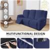 Genina Recliner Sofa Covers - Stretch Reclining Couch Covers with Stripe Jacquard - 3 Seat Cushion Slipcovers with Soft Fabric - Furniture Protector for Pet Kid (Navy Blue) view 4