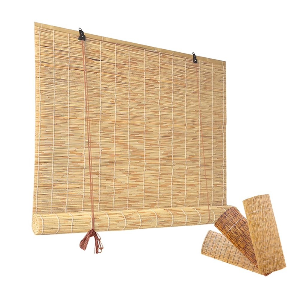 Bamboo Blinds for Outdoor Patio Roll up Bamboo Shades Blinds for Windows, Outside Bamboo Blinds for Porch to Block Sun with Hook Mounts