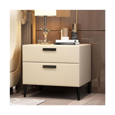 Modern Nightstands Nightstand Pine Wood End Table 2 Drawers Bedside Cabinet W/Hardware Legs Bedside Table Leather 50 * 40 * 48cm Bedside Dresse Simple Stylish