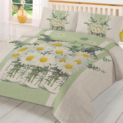 Bedding Duvet Covers Set 3 Piece Set, Vintage White Daisy Vase Queen Vintage White Daisy Vase Duvet Cover and 2 Pillow Cases Set, Ultra Soft and Breathable, All Season Microfiber Reversible Bedding