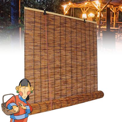 Bamboo Shade Outdoor Bamboo Roll Up Blinds, Reed Shades for Patio, Porch/Garden/Sunroom Privacy 45x56in(WH) Brown