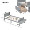 NCKMYB Kids Twin Bed Frame with Headboard and Foodboard, Wooden Platform Bed with Bench and 2 Drawers, Simple Bed for Boys Girls, Grey view 2
