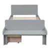 NCKMYB Kids Twin Bed Frame with Headboard and Foodboard, Wooden Platform Bed with Bench and 2 Drawers, Simple Bed for Boys Girls, Grey view 4