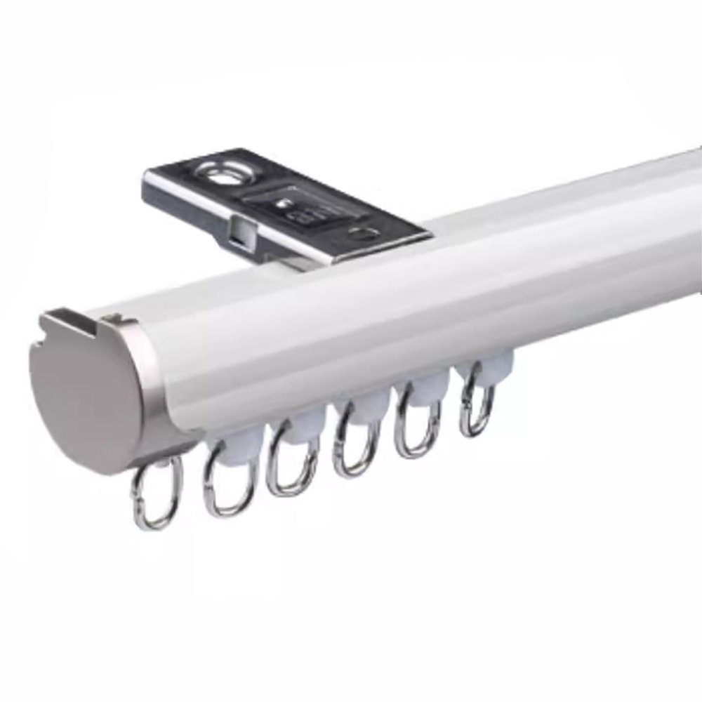 6ft 8ft 10ft12ft 14ft 20ft 26ft Seamless Curtain Track System, Ceiling Mount Room Divider Curtain Straight Rail, for Gazebo/Camper/Balcony, Round Aluminum Alloy Rod ( Color : White , Size : Length-9ft