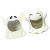 ABOOFAN Halloween Tealight Candle Holders Ghost Shape Votive Candle Holder 2pcs Ceramic Tealight Holders for Halloween Table Centerpieces Haunted House Decorations Props White view 1