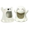 ABOOFAN Halloween Tealight Candle Holders Ghost Shape Votive Candle Holder 2pcs Ceramic Tealight Holders for Halloween Table Centerpieces Haunted House Decorations Props White view 2