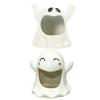 ABOOFAN Halloween Tealight Candle Holders Ghost Shape Votive Candle Holder 2pcs Ceramic Tealight Holders for Halloween Table Centerpieces Haunted House Decorations Props White view 4