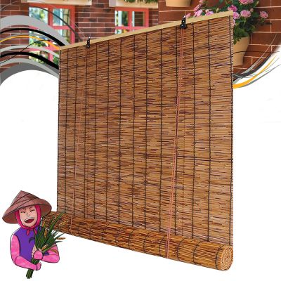 Bamboo Shade Outdoor Bamboo Roll Up Blinds, Reed Shades for Patio, Porch/Garden/Sunroom Privacy 52x44in Brown