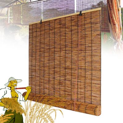 Bamboo Shade Outdoor Bamboo Roll Up Blinds, Reed Shades for Patio, Porch, Garden, Sunroom Privacy 64x36in Brown