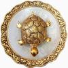 somi gift Vastu Feng Shui Tortoise/Kachua/Turtle with Plate for Goodluck and Career Showpiece for Home & Office Table (Metal Feng Shui Glass Plate Gold) view 1