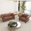 AVZEAR 2-Piece Living Room Sectional Sofa Set, Upholstered Sofa Modern Sofa Couches Set Style Button Tufted, PU Chesterfield Sofa for Living Room Apartment, 1+2 Seat PU Brown view 1