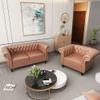 AVZEAR 2-Piece Living Room Sectional Sofa Set, Upholstered Sofa Modern Sofa Couches Set Style Button Tufted, PU Chesterfield Sofa for Living Room Apartment, 1+2 Seat PU Brown view 2