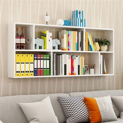 KWOKING 6"/8" W Modern Wooden Bookcase Wall-Mounted Bookshelf with Shelves Wall Bookshelf Rack Shelf Wall Bookcase Hanging Cabinet Children's Storage Display Rack White 59.1" L x 7.9" W x 25.6" H