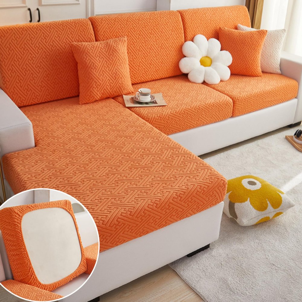 ATHNO Sectional Couch Covers,Universal Couch Cushion Covers,Scratch Resistant Stretchy Non-Slip Sofa Protector - Fits Sectional 3/7 Seater Machine Washable Furniture Cover