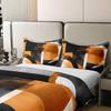 jejeloiu Orange Black White Cotton Duvet Cover Set for Girls Boys Kids King Size Geometric Comforter Cover Setative Glitter Bedding Set Luxury Abstract (No Glitter) view 3