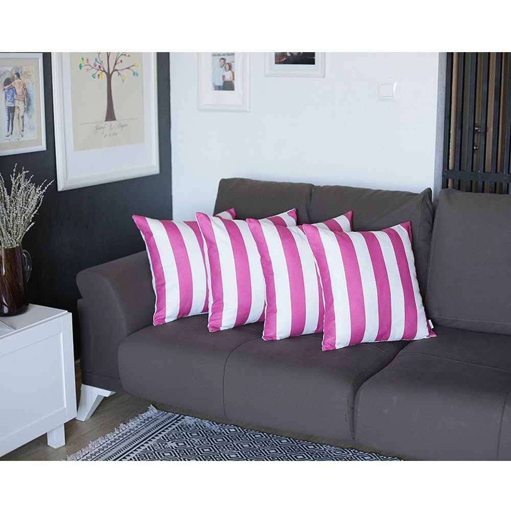 Apolena Geometric Pink Stripes Square 18" x 18" Throw Pillow Cover Set of 4