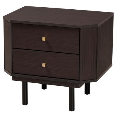 Baxton Studio Norwood Two-Tone Black and Espresso Brown Wood 2-Drawer End Table