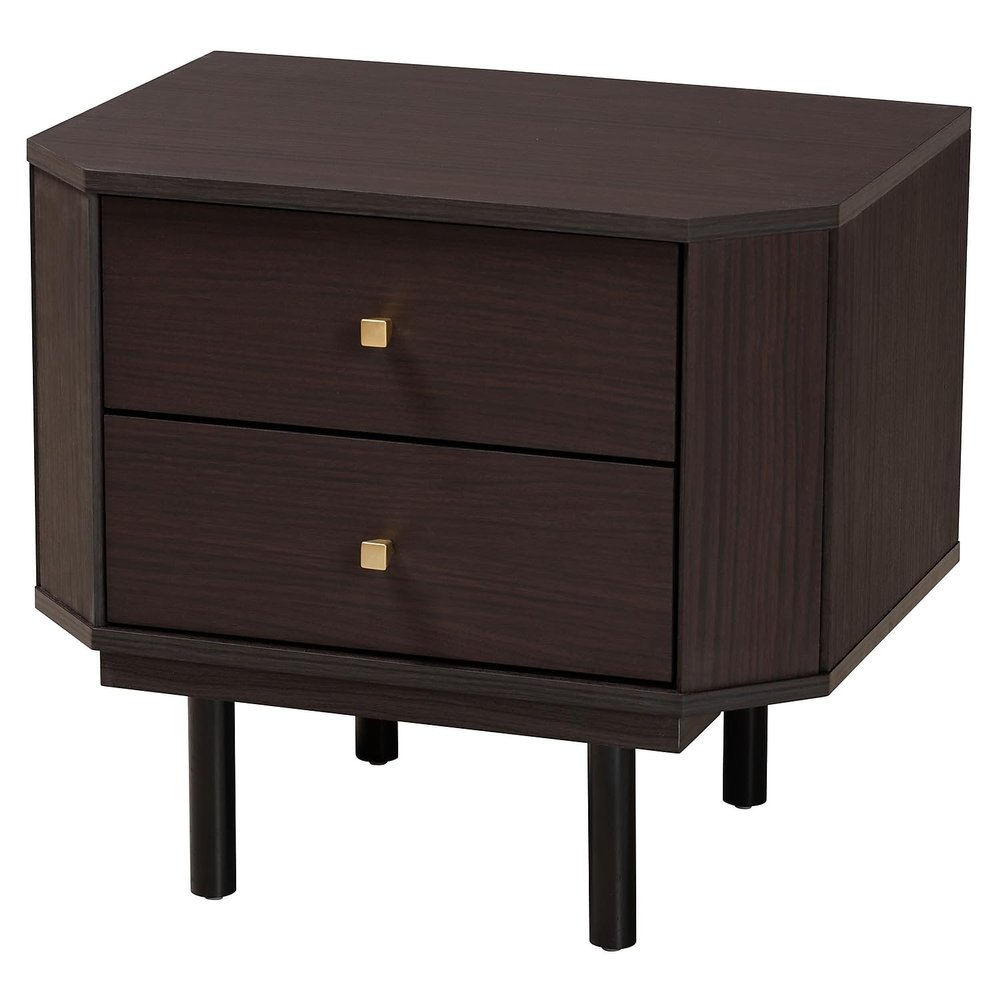 Baxton Studio Norwood Two-Tone Black and Espresso Brown Wood 2-Drawer End Table