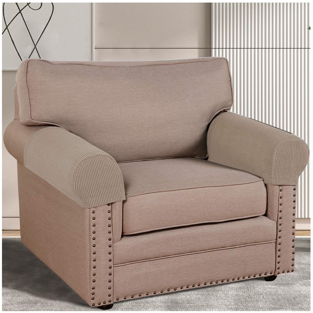 Armrest Chair Covers, Set of 2/4/6 Armrest Chair Covers Non-Slip Arm Protector Stretch Armchair Couch Anti-Scratch Furniture Slipcovers for Sofa Couches (Khaki,2PCS)