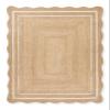 The Weaver House Natural Jute Scalloped Bohemian Decor Handwoven Custom Decorative Rug (BD1) - 10x14 ft - White view 1