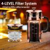 YMMIND French Press Coffee Maker 304 Stainless Steel Coffee Press,with 4 Filters System, Heat Resistant Thickness Borosilicate French Press Glass, BPA-Free Brewed Tea Pot Coffee Plunger(Copper 12oz) view 2
