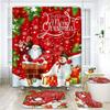 NBVKO 4PCS Merry Christmas Snowman Red Set Shower Curtain,with Non-Slip Rugs,Toilet Lid Cover and Bath Mat,Winter Bathroom Decor Accessory Set view 1