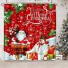 NBVKO 4PCS Merry Christmas Snowman Red Set Shower Curtain,with Non-Slip Rugs,Toilet Lid Cover and Bath Mat,Winter Bathroom Decor Accessory Set view 2