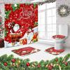 NBVKO 4PCS Merry Christmas Snowman Red Set Shower Curtain,with Non-Slip Rugs,Toilet Lid Cover and Bath Mat,Winter Bathroom Decor Accessory Set view 3