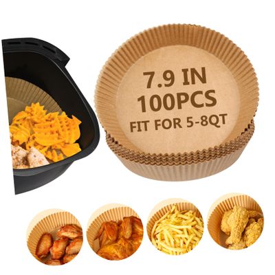 100 Pcs Air Fryer Paper Air Fryer Pot Liners Cooking Paper Accessory Baking Bowls Round