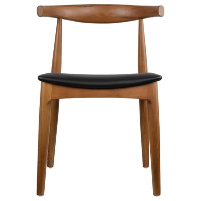2xhome Solid Wooden Dining Chair | Upholstered Faux Leather Cushioned Seat | Modern Farmhouse Elbow Side Chair | Home, Kitchen, Office, Meetings (Espresso), Single, Set of 1