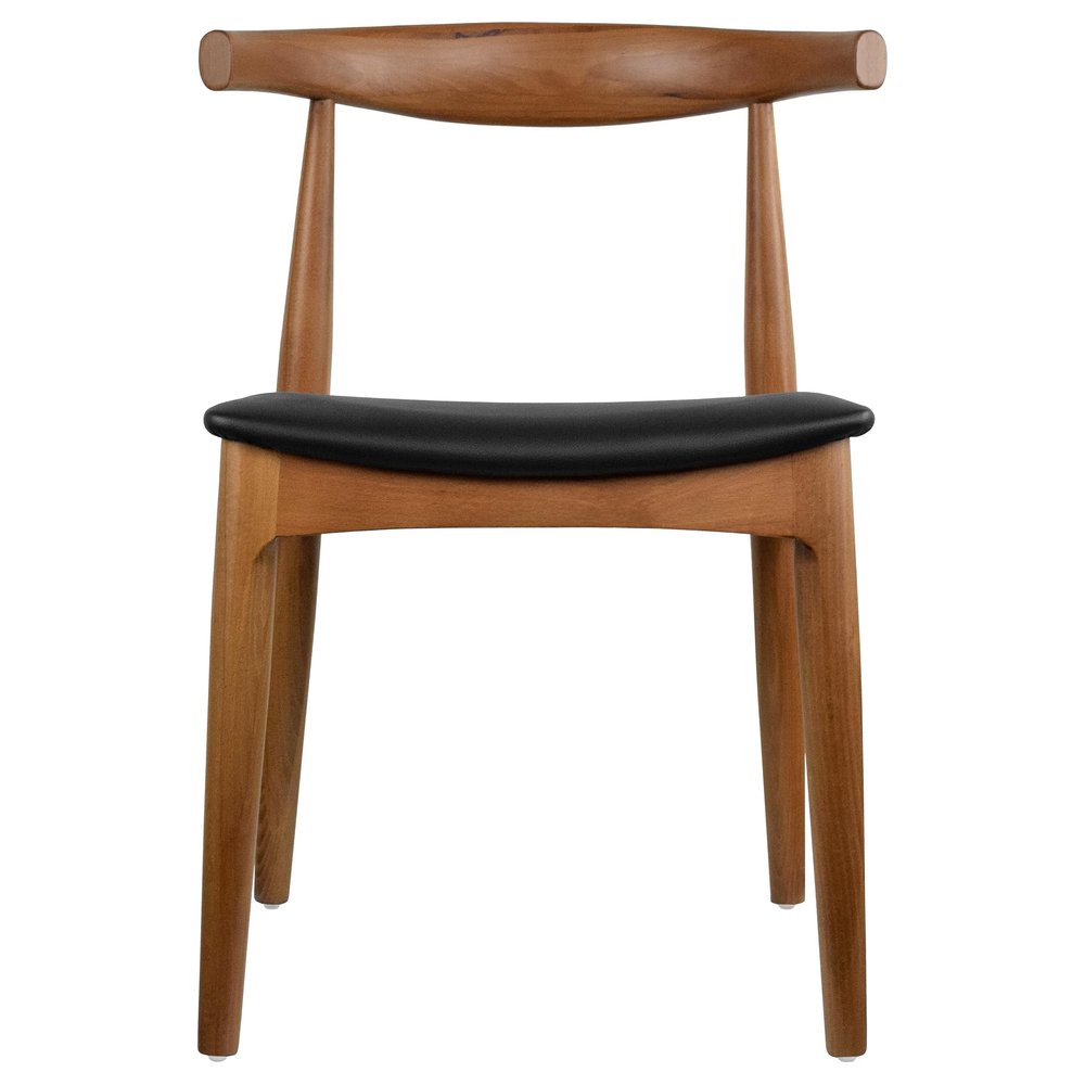 2xhome Solid Wooden Dining Chair | Upholstered Faux Leather Cushioned Seat | Modern Farmhouse Elbow Side Chair | Home, Kitchen, Office, Meetings (Espresso), Single, Set of 1
