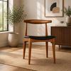 2xhome Solid Wooden Dining Chair | Upholstered Faux Leather Cushioned Seat | Modern Farmhouse Elbow Side Chair | Home, Kitchen, Office, Meetings (Espresso), Single, Set of 1 view 2