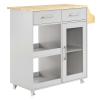 Modway Culinary Rolling Kitchen Cart with Storage in Light Gray Natural - 3 Tiers Kitchen Island on Wheels with Spice Rack, Functional as a Coffee Station, Bar Cabinet or Butcher Block Island view 1