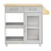 Modway Culinary Rolling Kitchen Cart with Storage in Light Gray Natural - 3 Tiers Kitchen Island on Wheels with Spice Rack, Functional as a Coffee Station, Bar Cabinet or Butcher Block Island view 4
