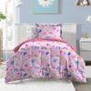 Dream Factory Kids 5-Piece Complete Bed Set Easy-Wash Super Soft Microfiber Comforter Bedding, Twin, Lilac Balloon Hearts view 2