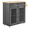 Modway Cuisine Rolling Kitchen Cart with Storage in Charcoal Natural - Portable Island for Kitchen with Spice Rack, Perfect as a Coffee Bar Cabinet, Butcher Block Island or Kitchen Island on Wheels view 1