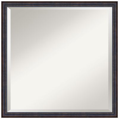 Amanti Art Bronze Wall Mirror 22x22 Dark Bronze Scoop Square Bathroom Mirror for Wall Decor Living Room, Medium Traditional Wood Frame, Hangs Horizonally and Vertically, Bathroom Decor, Beveled Edge
