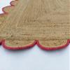 SanwariyaRugsExport Natural Jute Scalloped Rug Bohemian Rug Decor Rug Handwoven Rug Custom Rug Decorative Rug (RED)-(3x8) view 3