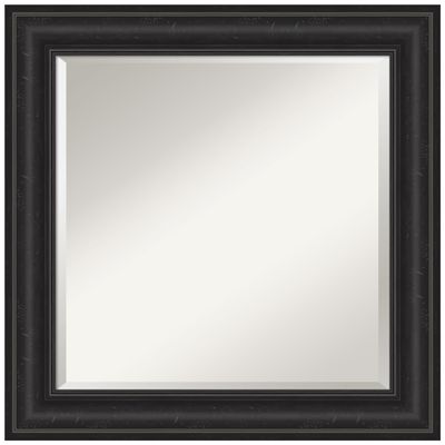Amanti Art Black Wall Mirror 25x25 Shipwreck Black Square Bathroom Mirror for Wall Decor Living Room, Medium Country Rustic Frame, Hangs Horizonally and Vertically, Bathroom Decor, Beveled Edge