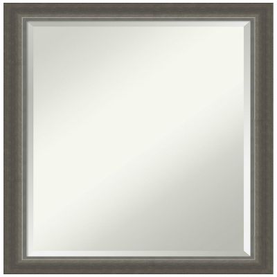 Amanti Art Silver Wall Mirror 27x21 Domus Dark Silver Rectangle Bathroom Mirror for Wall Decor Living Room, Medium Casual Wood Frame, Hangs Horizonally and Vertically, Bathroom Decor, Beveled Edge