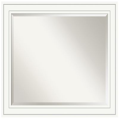 Amanti Art White Wall Mirror 27x33 Craftsman White Rectangle Bathroom Mirror for Wall Decor Living Room, Large Casual Wood Frame, Hangs Horizonally and Vertically, Bathroom Decor, Beveled Edge