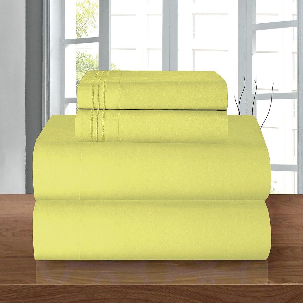 Elegant Comfort Luxury 1500 Premium Hotel Quality Microfiber 4-Piece Sheet Set - Wrinkle Resistant, All Around Elastic Fitted Sheet, Deep Pocket up to 16", Queen, Pistachio Green