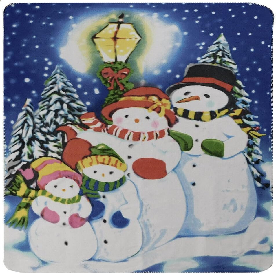 50x60 50"x60" Soft Plush Fleece Blanket Throw (4-Snowman Snowmen Family Christmas)