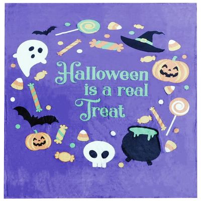 50x60 50"x60" Soft Plush Fleece Blanket Throw (Halloween is A Real Treat Purple)