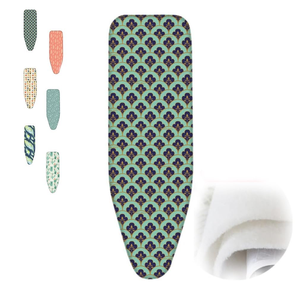 NILZA 38"x13" Ironing Board Cover and Pad, Resist Scorching, Standard Ironing Board Cover Cotton, Iron Board Covers Drawstring Tightening, Ironing Covers with Thick Padding (Size : B)