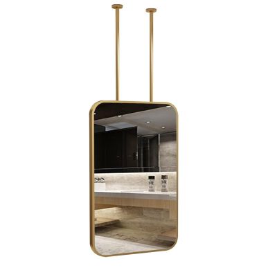 Rectangle Mirror With Ceiling Mounted Boom, Floating Mirror For Wall Decor Suspended Bathroom Mirror With Metal Frame Decorative Vanity Makeup Mirrors With Doouble Rods, Gold ( Size : 40cmx60cm )