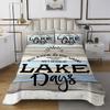 3 Piece Lake Theme Quilt Bedding Set Women Aldult Lightweight Bedding Vintage Wood Farmhouse Bedspread Set Lake Life Bedspread Coverlet Soft Microfiber Home Quilt Set for King Bed All Season view 2
