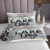 3 Piece Lake Theme Quilt Bedding Set Women Aldult Lightweight Bedding Vintage Wood Farmhouse Bedspread Set Lake Life Bedspread Coverlet Soft Microfiber Home Quilt Set for King Bed All Season view 4